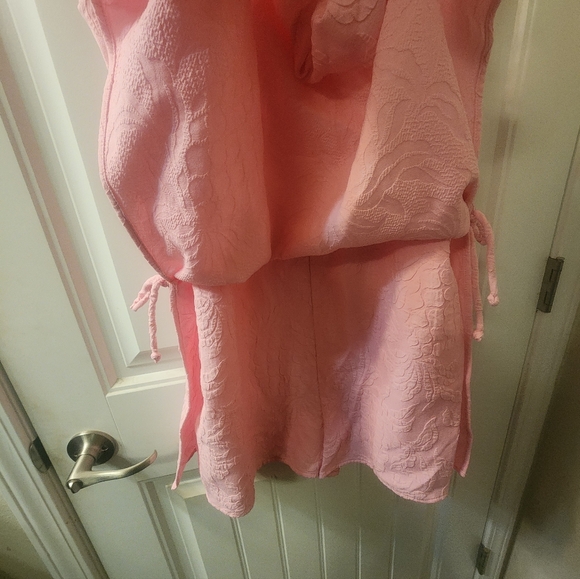 Lilly Pulitzer Zoya Romper Pink Textured Ruffle | Size 8 - Picture 5 of 6